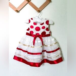 Bonnie Baby | Baby girl Red White & Gold Dress